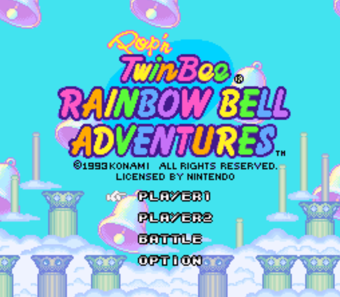 Popn TwinBee Rainbow Bell Adventures Title Screen